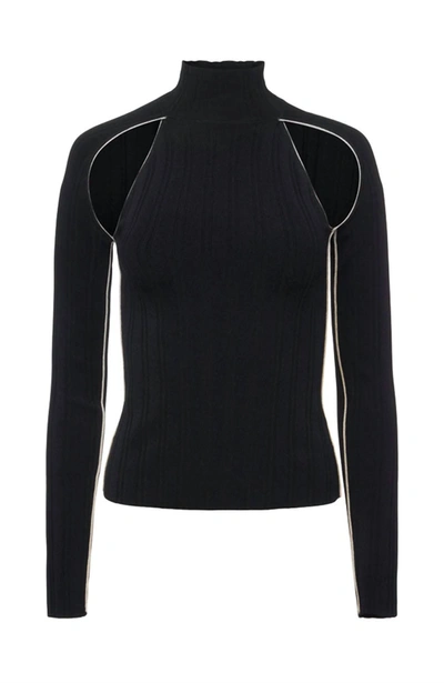 Shop L Agence Goldie Cold Shoulder T Neck Sweater In Black
