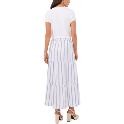 Shop Vince Camuto Womens Linen Blend Striped Midi Skirt In Blue