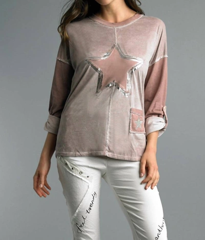 Tempo Paris Suede Star Tunic Top In Mauve In Multi