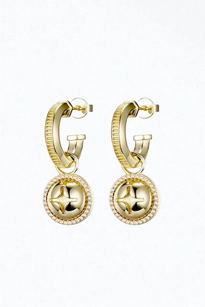 F+h Studios Hardware Charm Hoop Earrings In Gold/clear In Multi
