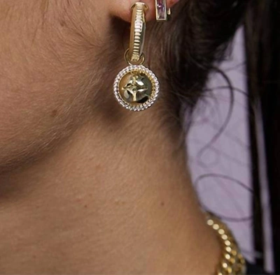 F+h Studios Hardware Charm Hoop Earrings In Gold/clear In Multi