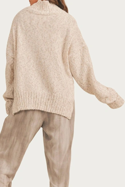 Sadie & Sage Oversized Ribbed Turtleneck Sweater In Oatmeal In White