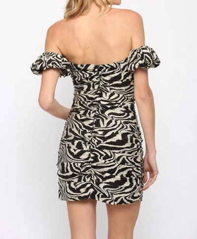 Fate Off The Shoulder Ruched Dress In Zebra Print In Multi