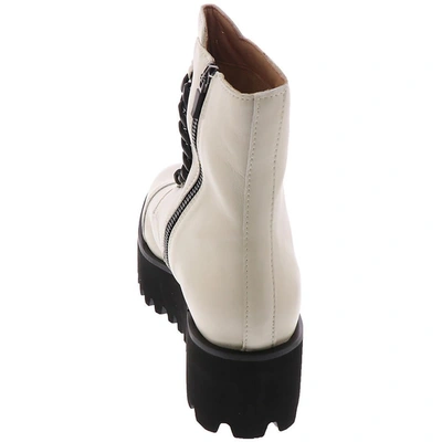 All Black Twin Chain Womens Leather Chunky Ankle Boots In Multi