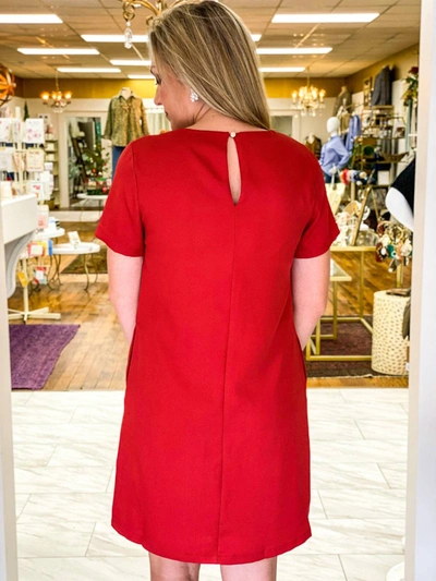 Shop Molly Bracken Short Sleeve V-neck Dress In Red