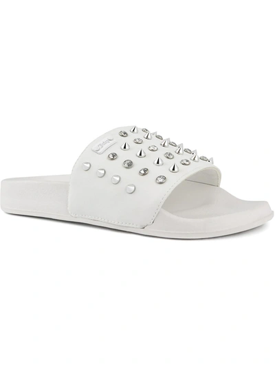 Shop Juicy Couture Slone Womens Studded Open Toe Slide Sandals In White