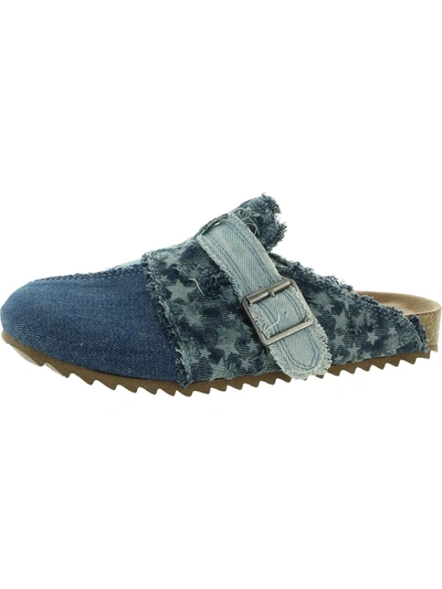 Shop Very G Mindy Womens Patchwork Slip On Mules In Blue
