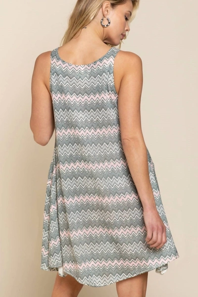 Pol Zig Zag Pattern Dress In Grey Multi