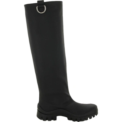 Shop Msgm Womens Pull On Tall Rain Boots In Black