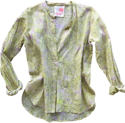 Samudra Frond Button Up Shirt In Yellow