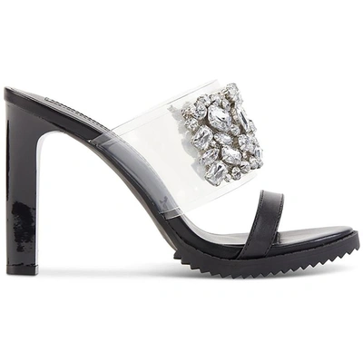 Shop Karl Lagerfeld Bedika Womens Rhinestone Rubber Sole Mule Sandals In Black