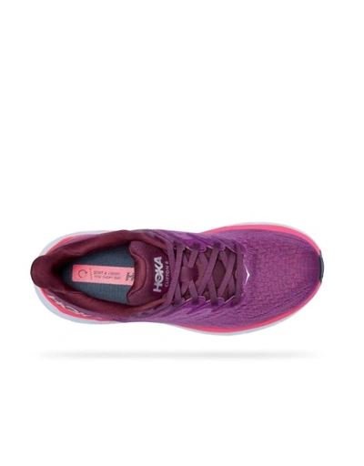 Shop Hoka Women's Clifton 8 Running Shoes In Grape Wine/beautyberry In Multi