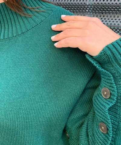 Shop Elliott Lauren Button Detail Sweater In Green