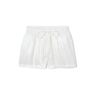 Pj Harlow Mikel Satin Boxer Short With Draw String In Pearl In Beige