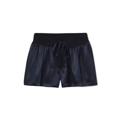 Shop Pj Harlow Mikel Satin Boxer Short With Draw String In Navy In Blue