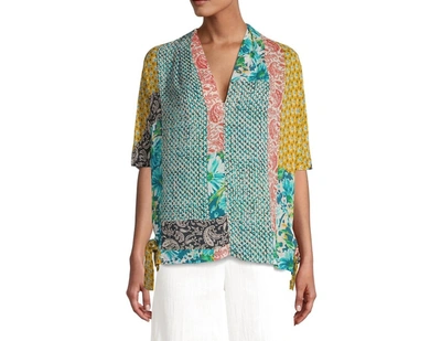 Johnny Was Women Ravenne Paisley V-neck Tie Sides Pull On Top Blouse In Multicolor