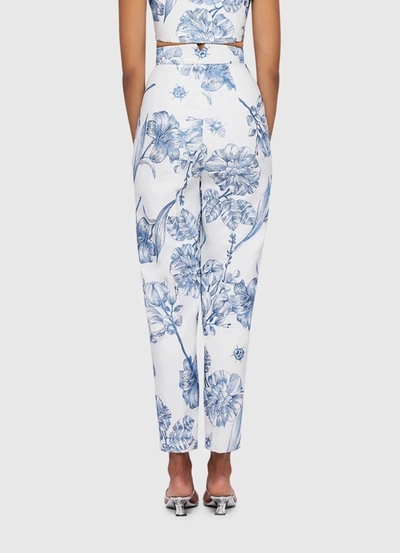 Shop Leo Lin Indra Embroidered Straight Leg Pants In Blue