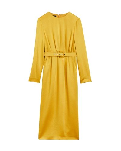Shop Rochas Long Sleeved Midi Dress In Yellow