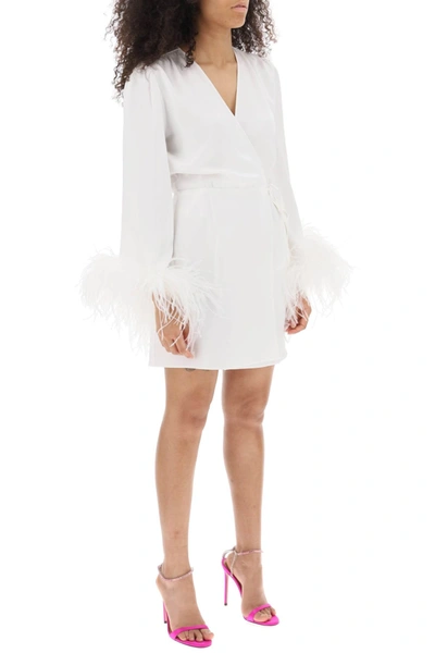 Shop Art Dealer 'iris' Mini Wrap Dress With Feathers On Sleeves