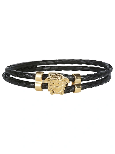 Shop Versace Braided Leather Bracelet