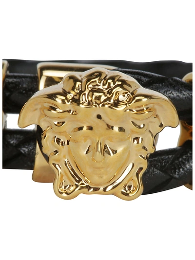 Shop Versace Braided Leather Bracelet