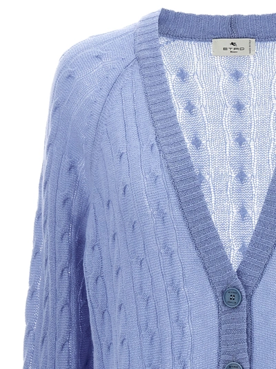 Shop Etro Braided Pattern Cardigan Sweater, Cardigans Light Blue