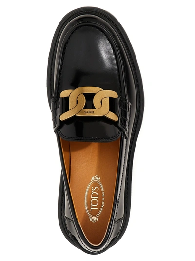 Shop Tod's Chain Loafers Flat Shoes Black