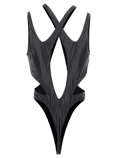 Shop Mugler Costume Cut Out Beachwear Black