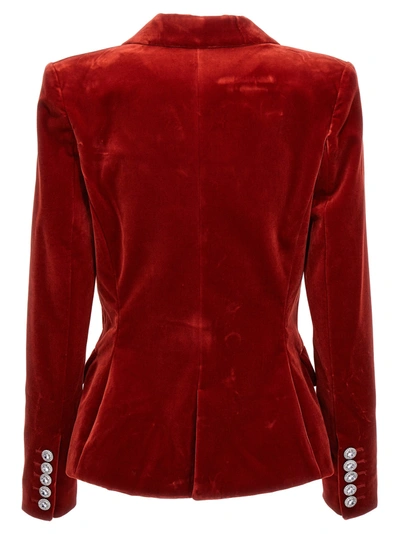 Shop Alexandre Vauthier Double Breast Velvet Blazer Jacket Jackets Red
