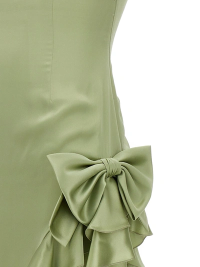 Shop Alessandra Rich Dress Long Ruffles Bow Dresses Green