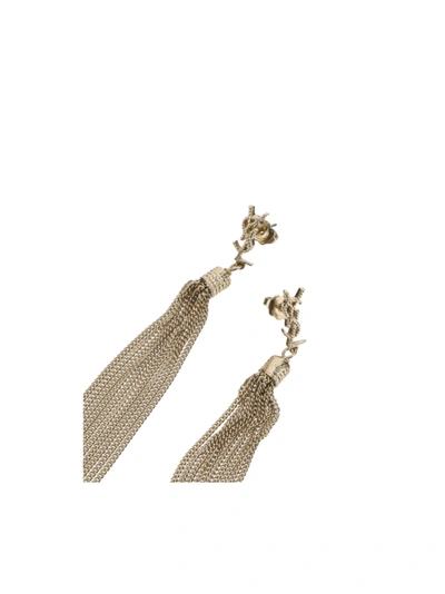 Shop Saint Laurent Brass Pendant Earrings