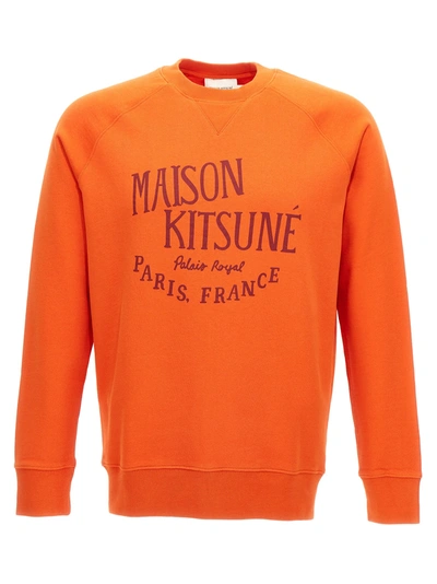 Shop Maison Kitsuné Felpa Stampa Logo Sweatshirt Orange