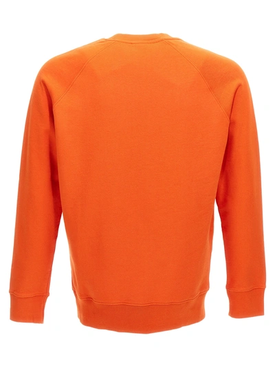 Shop Maison Kitsuné Felpa Stampa Logo Sweatshirt Orange