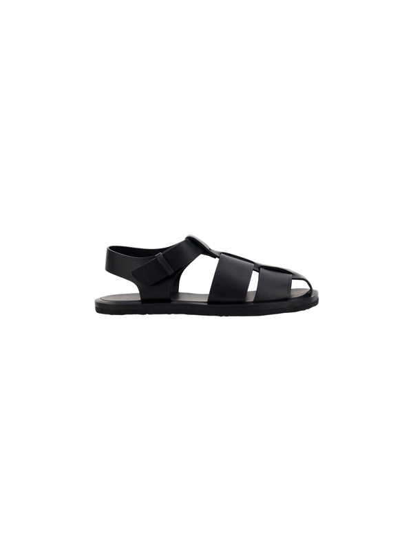 The Row fisherman leather sandals - Black