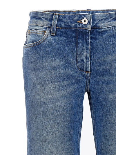 Shop Off-white Flared Logo Jeans Blue