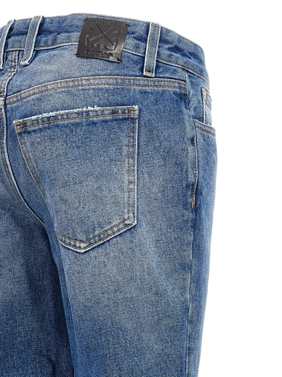 Shop Off-white Flared Logo Jeans Blue