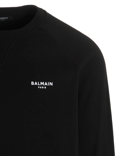Shop Balmain Flocked Logo Sweatshirt White/black