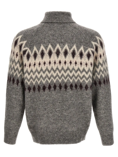 Shop Brunello Cucinelli Jacquard Patterned Sweater Sweater, Cardigans Gray