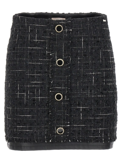 Shop Liu •jo Jewel Button Tweed Skirt Skirts Black