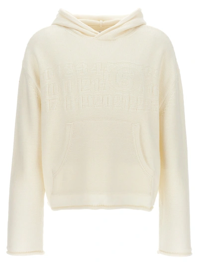 Shop Mm6 Maison Margiela Logo Hooded Sweater Sweater, Cardigans White