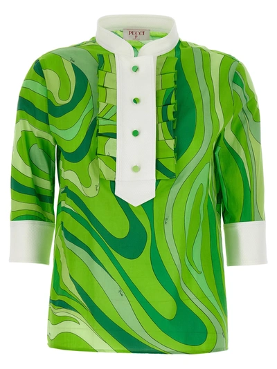 Shop Emilio Pucci Marmo Shirt, Blouse Green