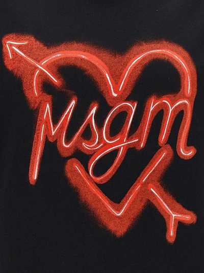 Shop Msgm Heart Sweatshirt Black