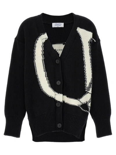 Shop Off-white Ow Maxi Logo Sweater, Cardigans White/black