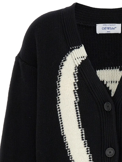 Shop Off-white Ow Maxi Logo Sweater, Cardigans White/black