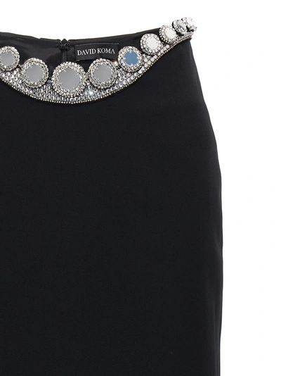 Shop David Koma Puffer Circle Embroidery Dresses Black