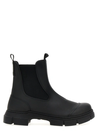 Shop Ganni Rubber City Boots, Ankle Boots Black