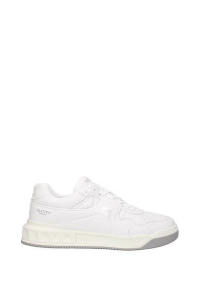 Shop Valentino Sneakers Leather White Optic White