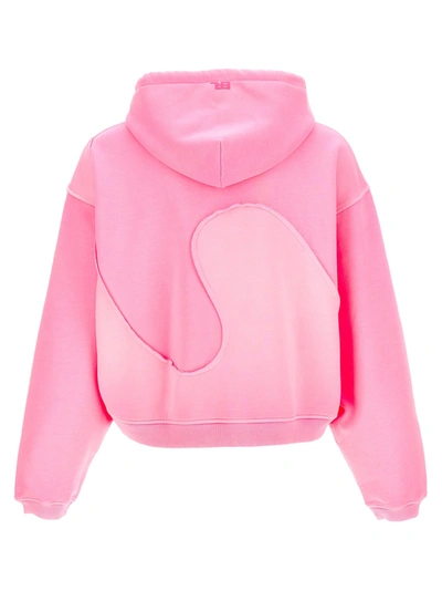 Shop Erl Stitching Hoodie Sweatshirt Fuchsia