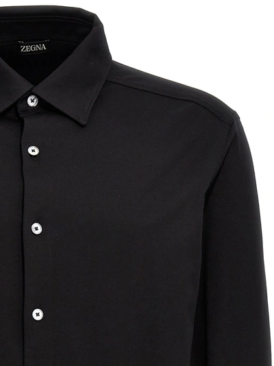Shop Zegna Stretch Cotton Shirt Shirt, Blouse Black