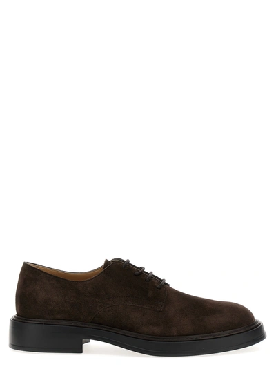 Shop Tod's Suede Lace Up Shoes Flat Shoes Brown